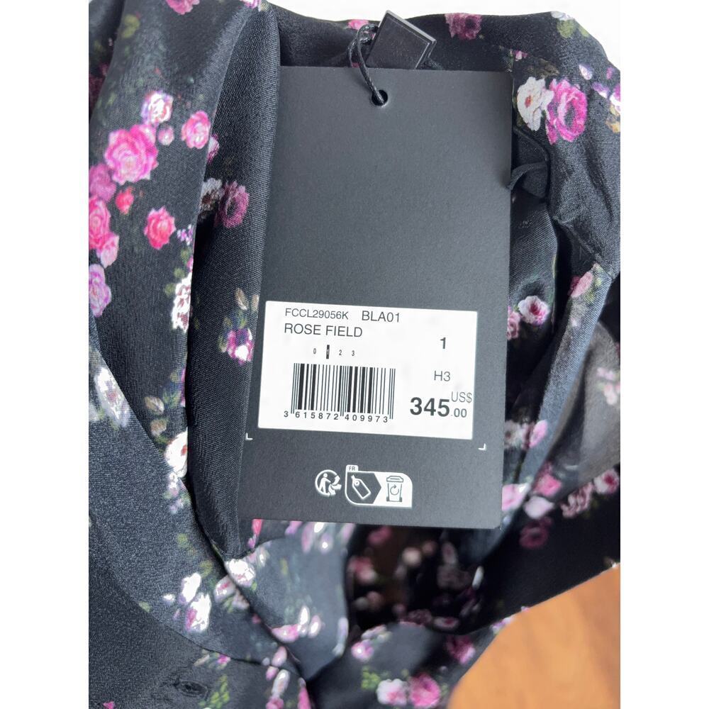 B35 The Kooples Silk Blend Blouse Womens US 4 Floral Button Down Work Office - Picture 10 of 12